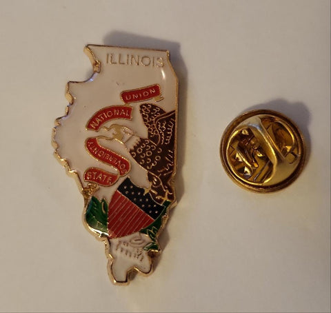 Illinois State Flag Map Lapel Pin