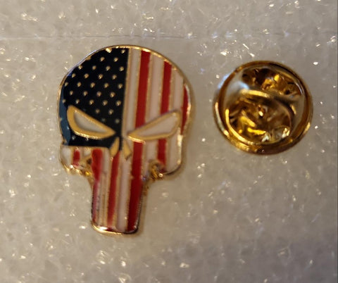 America Red, White and Blue Skull Lapel Pin