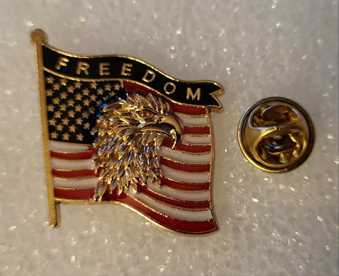 American Freedom with Eagle on American Flag Lapel Pin