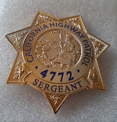 CHP "CHIP's" Tv Show Replica Sergeant Joseph Getraer badge #4772