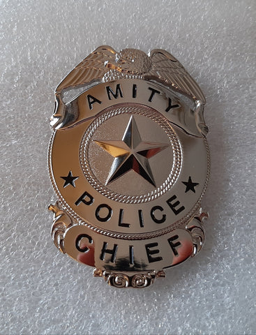 Amity Chief of Police Martin Brody Jaws Prop Replica Badge 40th Anniversary! *Nickel Edition*