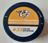 Viktor Arvidsson Nashville Predators autographed puck.