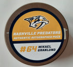 Mikael Granlund Nashville Predators autographed puck.