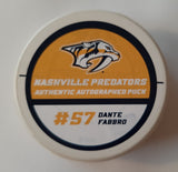 Dante Fabbro Nashville Predators autographed puck