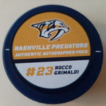 Rocco Grimaldi Nashville  Predators autographed puck